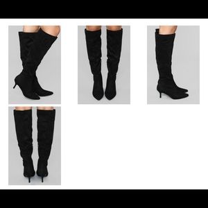 Below knee boot with kitten heel